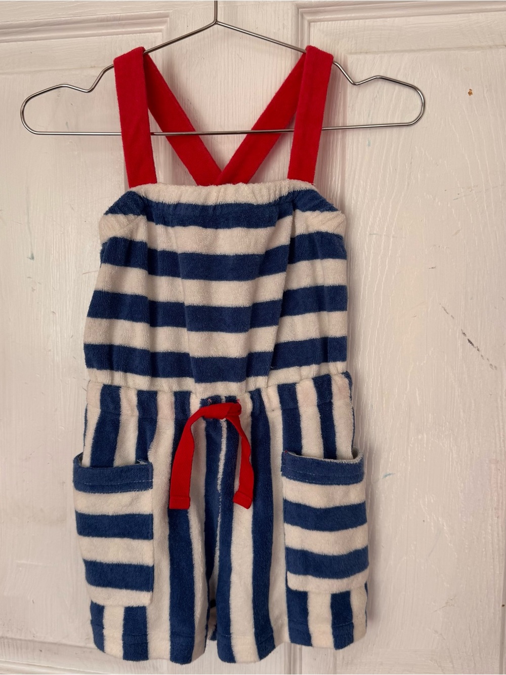 Mini Boden Red & Navy Striped Kids Terry Romper 2-3 y 98 cm stripes blue white